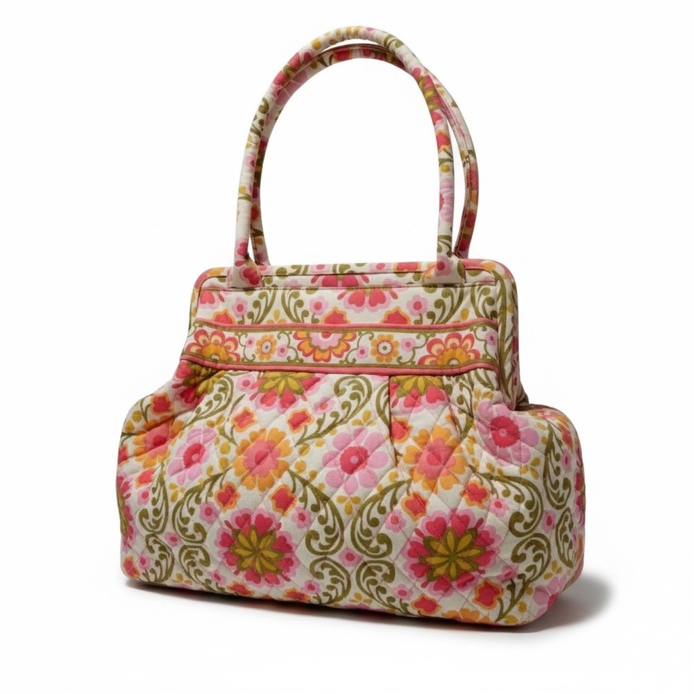 Vera Bradley Folkloric Saddle Up Pink, Green & Yellow Quilted  Shoulder Bag
